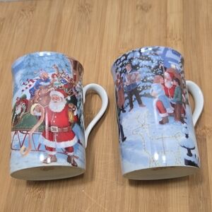 Set of 2 Lenox Santa's Journey Coffee Cups Mugs
